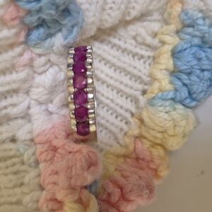 JTV Rhodium Sterling Silver Natural Ruby Ring